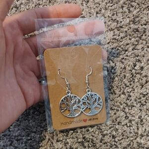 Silver Vintage Tree Of Life Dangle Earrings
